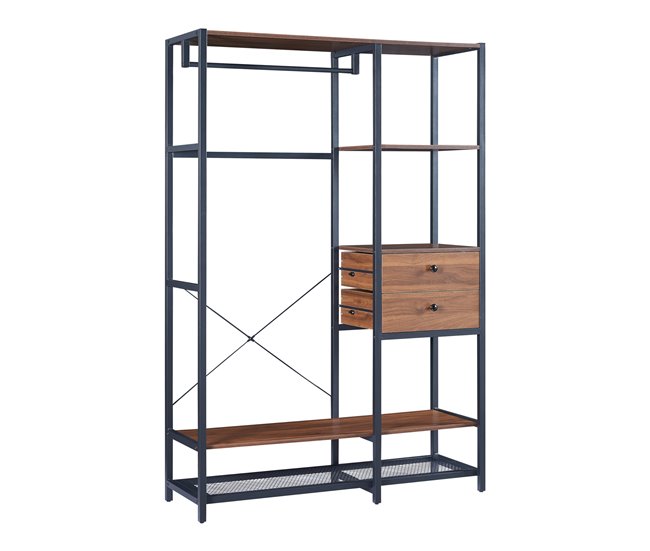 Última Oportunidad Perchero burro Larem con 2 cajone 180x120x40cm - Efecto nogal [en.casa] - Conforama