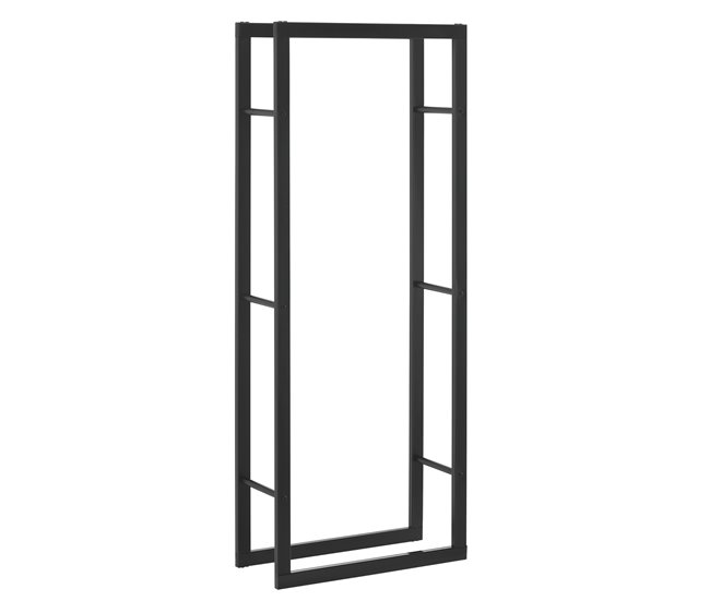 Soporte para leña Kasan Acero recubrimiento en polvo 50 x 150 x 25 cm - Negro [en.casa] - Conforama Súper Precio