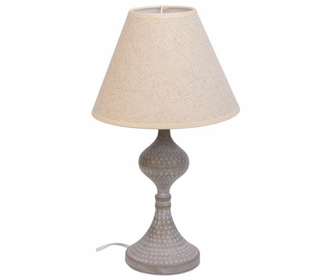 Lámpara de mesa Alexandra House Living Blanco Gris Metal Tela 220-240 V 23 x 41 x 23 cm - Conforama Exclusivo