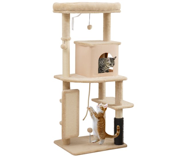 fd071cb3d2ff65935455341ca443d20afcbaf432_6d18c9fdc9464d77bfae743b74550922 PawHut Árbol Rascador para Gatos Altura 132 cm Árbol para Gatos Torre para Gatos con Plataformas Poste con Cepillo Bolas Colgantes y Almohadilla para Rascar Beige - Conforama Envío Gratis