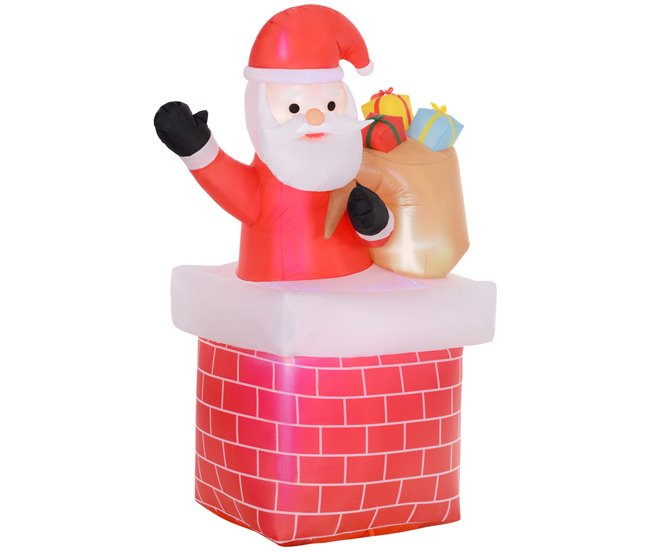 fd1d68314f2cacdcca5f1d1a6302c33049c97f2c_68769b9d6777409982f8e5e3f1b5d860 Outsunny Papá Noel Inflable con Bolsa de Regalos Saliendo de una Chimenea Decoración Inflable Navideña con Luces LED para Exterior Rojo - Conforama Certificado