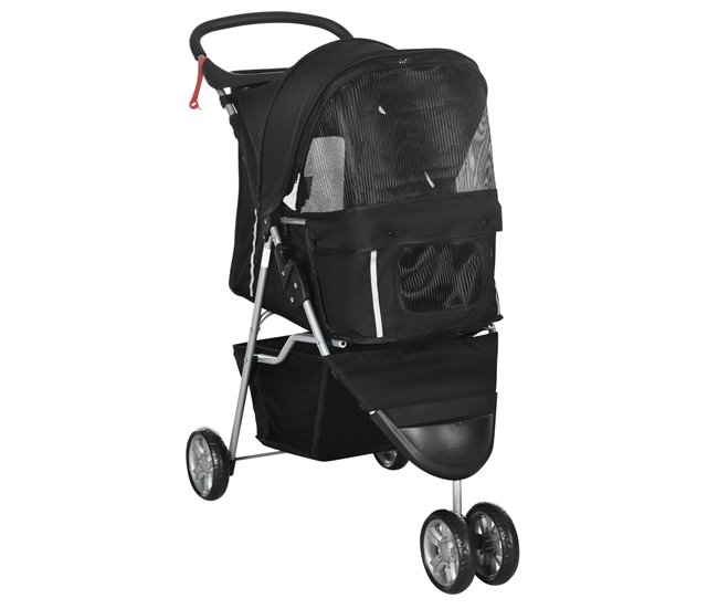 Precio Reducido PawHut Carrito para Perros Plegable Cochecito para Mascotas Carrito para Perros Pequeños con Cesta de Almacenaje Ventanas de Malla y 2 Ruedas Universales Carga 15 kg 75x45x97 cm Negro - Conforama