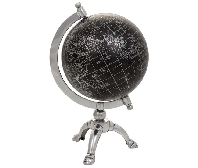 Promoción Exclusiva Globo terráqueo de plástico sobre base de aluminio negro d15x20 - Conforama