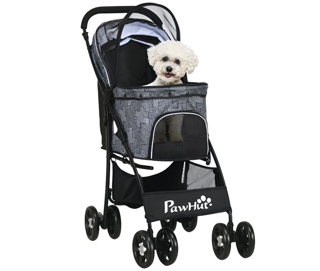 fdfa6e915bd4ec4209824f5906c53cd44b67a483_6ff697d99cfc4a8ca2f28074874f6c43 PawHut Carrito para Perros Plegable Cochecito para Mascotas Carrito para Perros Pequeños con Cesta Capota Ajustable Ventana de Malla y 2 Ruedas Universales Carga 15 kg 81x48x99 cm Gris - Conforama Súper Precio