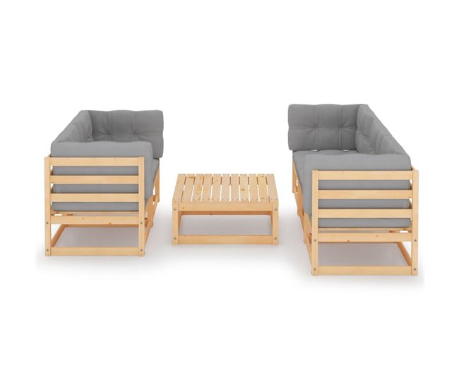 fe9af7473efd165bbd633067c25c2e429d363b8e_6b5134fb5fc7482d8141e5b79a164c18 Moderno Muebles de jardín 6 piezas con cojines de madera de pino maciza - Conforama