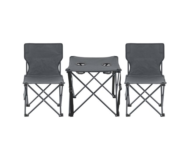 Directo De Fábrica Mesa portátil con 2 sillas plegables camping Banzi acero tela - Beige [casa.pro] - Conforama
