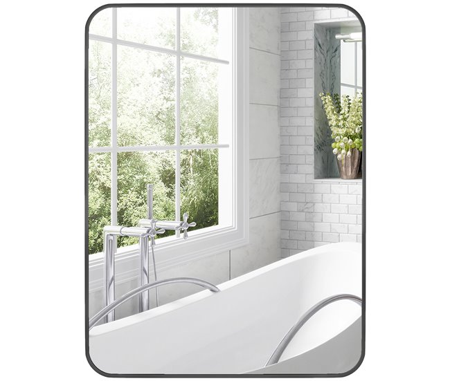 ff42a40b2823b193b0094c6ce92202c53e1f1ccc_bee394a4399a4f35a9556b0d64b9d70d HOMCOM Espejo de Baño 60x80 cm Espejo de Pared Espejo Decorativo con Marco de Metal y Gancho Fácil Instalación para Salón Entrada Pasillo Negro - Conforama Mejor Calidad