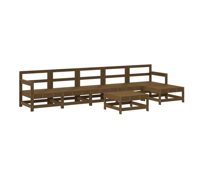 Moderno Juego de muebles de jardin 7 piezas madera maciza de pino blanco - Conforama