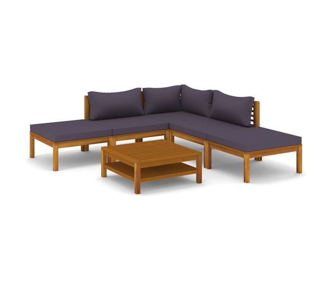 ffb21ae17836c396c298fee0411550fd54bcee25_25804019d3404575955d197330507669 Muebles de jardín 6 piezas cojines madera maciza de acacia - Conforama Rebajas