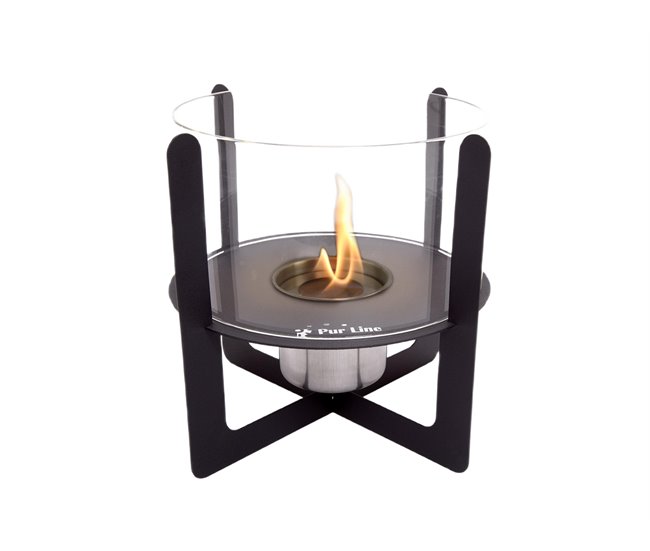 08e82e0775b76b460d09c894403a74a73c86ffea_9f3ad10a4dc3448d8a7d7b745da29dd6 Compra Hoy Chimenea de etanol con diseño cilíndrico fabricado en metal y en color negro. con un depósito de 0.15L que se apoya sobre 4 patas en cruz. - Conforama