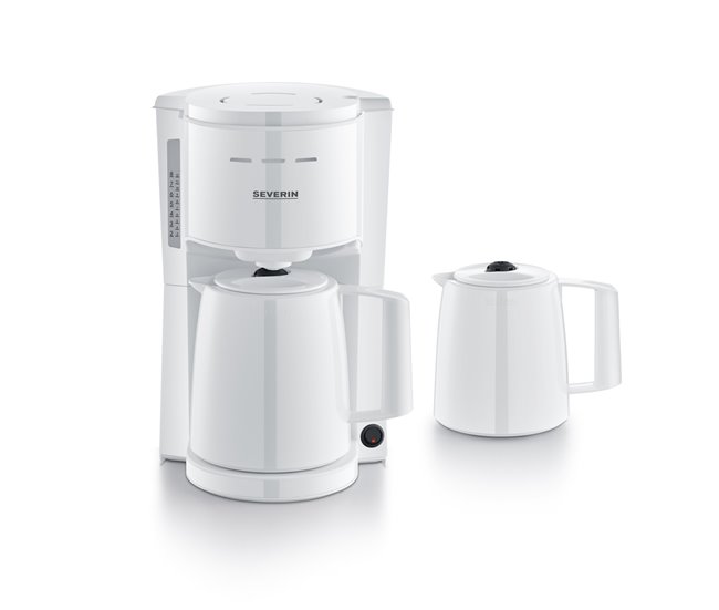 41334467d6f0c4b0967502bd29d5e6a10d2a951f_0f9fce34e9b04e9cbace6569a6d5dabf SEVERIN - Cafetera de goteo con jarra adicional para 16 tazas, Cafetera de filtro / Cafetera americana con 2 jarras termo, desconexión automática, Acero inoxidable / Negro, KA 9309 - Conforama Garantía De Devolución De Dinero
