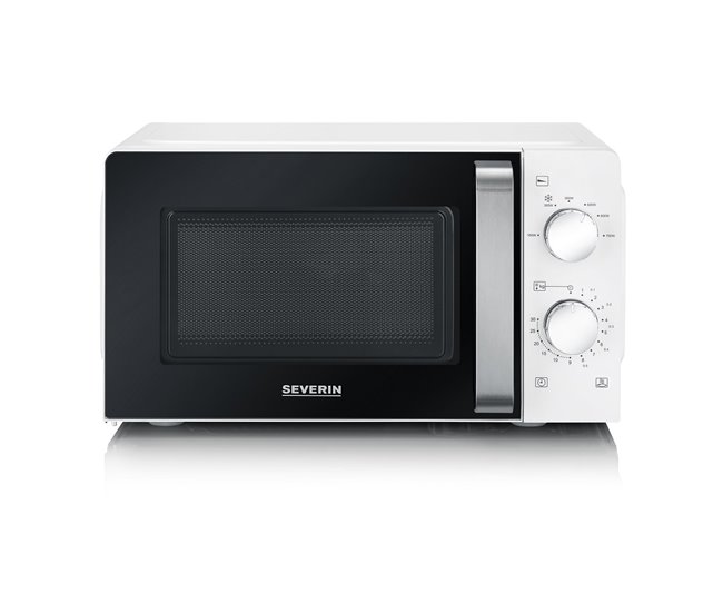 Devolución Gratuita SEVERIN Microondas individual, microondas analógico para calentar y descongelar, microondas manual con plato giratorio para distribuir uniformemente el calor, blanco/negro, 700 W, 17 L, MW 7885 - Conforama