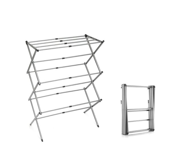 Tendedero Metálico Plegable y Extensible con 3 Alturas Cloxy InnovaGoods (11 Barras) - Conforama Envío Internacional