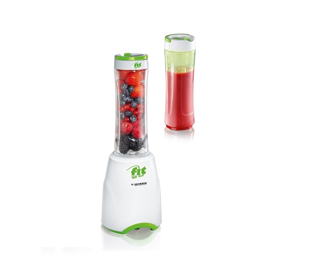 eef631044bd182ff8636396f0c049d42641679bf_4fbf5c26a8f44212a908c5dfa450ff49 Certificado SEVERIN - Batidora Smoothie Mix and Go, 300 W, 600 ml, incluye 2 vasos con tapa, Color blanco / Verde, SM 3735 - Conforama