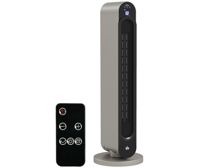 f02bebd6751f01defce5723494846005005ff01b_b267e425e93e4146b95e9014c8120458 HOMCOM Radiador Eléctrico bajo Consumo 2000 W Calefactor Eléctrico de Torre con Mando a Distancia Pantalla LED Temporizador de 12H Termostato 3 Modos y Oscilación para 20-25 m² Plata y Negro - Conforama Precio Bajo