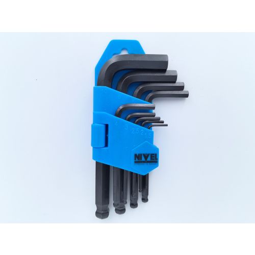 Llave allen punta bola corta 1,5-10mm negro nivel 9 pz nv100444 Original