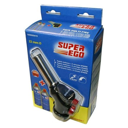 100547_4 Pago Seguro Soplete a gas cartucho piezoelectrico capilar 2 cartuchos 22mm multifire super ego 1000000419