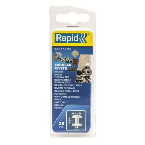 110292 Moderno Remache fijacion textil-cuero tubular 3x8x9mm rapid 25 pz 5000415