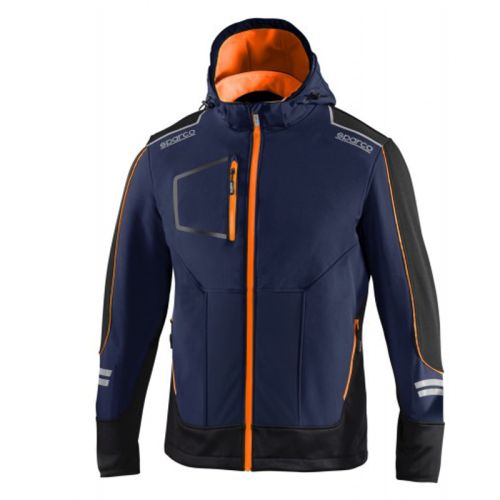 Última Oportunidad Chaqueta tech softshell azul / naranja fluor talla m