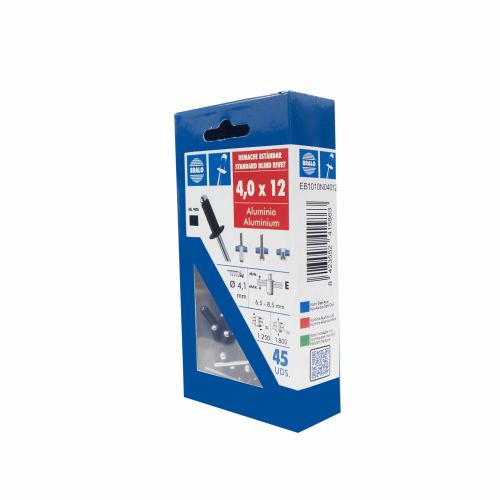 23000077 Venta Final Remache cabeza alomada ø 4,0 x 12 mm bralo 45 uds negro