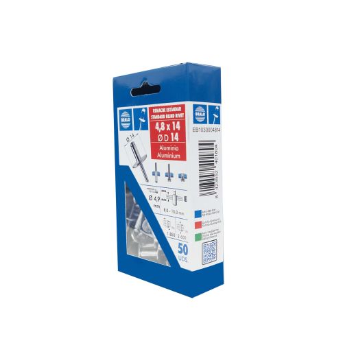 23000080 Gran Oferta Remache c14 cabeza alomada ø 4,8 x 14 mm bralo 50 uds
