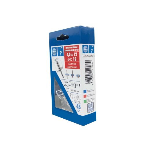 23000084 Envío Internacional Remache c12 cabeza alomada ø 4,0 x 12 mm bralo 45 uds