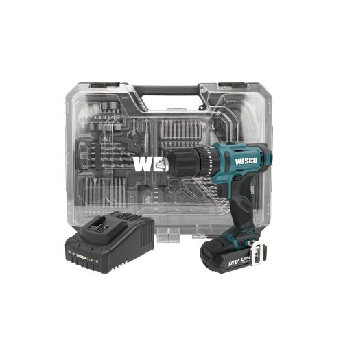 Comprar En Línea Taladro percutor 18v, 50nm 2 baterias 2.0 ah, cargador y 75 accesorios wesco