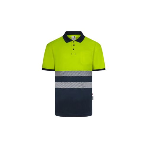 23005100 Última Versión Polo av marino / amarillo fluor cinta segmentada talla l velilla