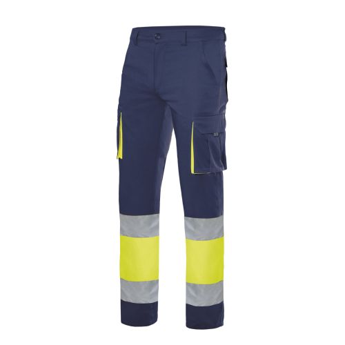 Envío Gratis Pantalon alta visibilidad stretch marino / amarillo talla xxl velilla