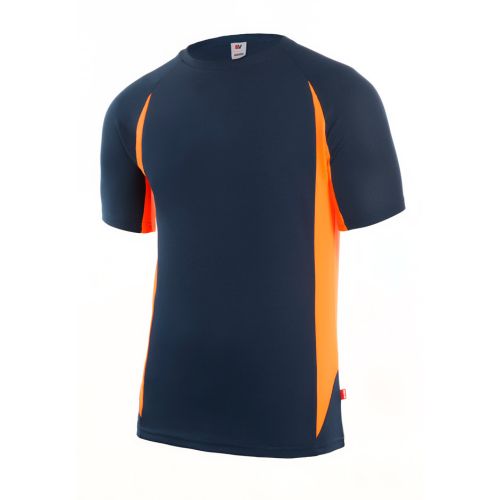 23019776 Tendencia Camiseta tecnica poliester azul navy / naranja fluor talla s velilla