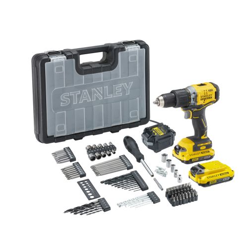 23020620 Taladro percutor kit brushless v20 li-ion 18v+set acc+2baterias+cargado stanley Stock Limitado
